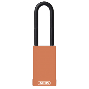 Click Here To Enlarge This Photo Of L22489 - ABUS 74HB Series Long Shackle Lock Out Tag Out Coloured Aluminium Padlock Orange