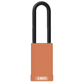 L22489 - ABUS 74HB Series Long Shackle Lock Out Tag Out Coloured Aluminium Padlock Orange
