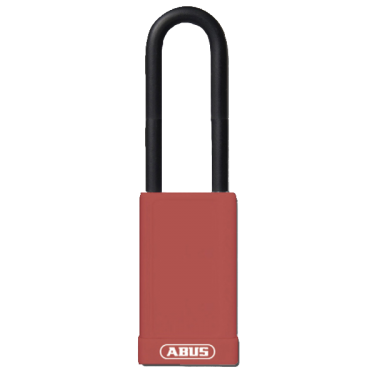 Click Here To Enlarge This Photo Of L22491 - ABUS 74HB Series Long Shackle Lock Out Tag Out Coloured Aluminium Padlock Red