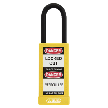 Click Here To Enlarge This Photo Of L22493 - ABUS 74HB Series Long Shackle Lock Out Tag Out Coloured Aluminium Padlock Yellow