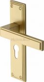 ATL5748-SB Heritage Brass Door Handle Euro Profile Atlantis Design Satin Brass Finish