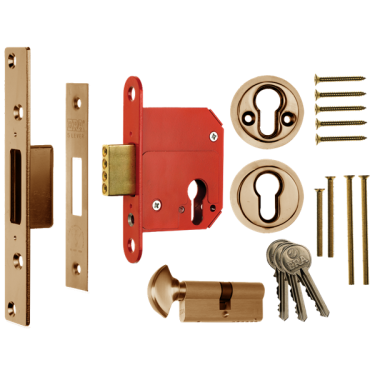 Click Here To Enlarge This Photo Of L16591 - ERA 333-31 Fortress BS Euro Key & Turn Deadlock With Cylinder 76mm Polished Brass