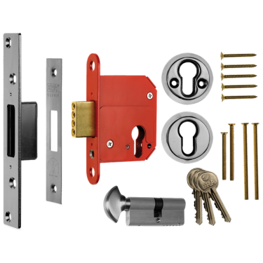 Click Here To Enlarge This Photo Of L16592 - ERA 333-51 Fortress BS Euro Key & Turn Deadlock With Cylinder 76mm Satin Chrome