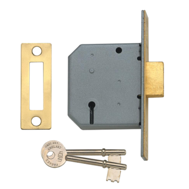 Click Here To Enlarge This Photo Of 2347 - UNION 2177 3 Lever Deadlock 64mm Polished Brass Keyed to Differ