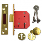 7687 - UNION 2101 5 Lever Deadlock 64mm Polished Brass Keyed Alike