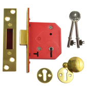 2370 - UNION 2101 5 Lever Deadlock 64mm Polished Brass Keyed to Differ