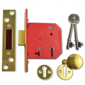 9987 - UNION 2101 5 Lever Deadlock 75mm Polished Brass Keyed Alike