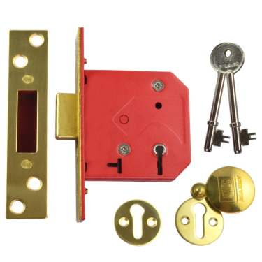 Click Here To Enlarge This Photo Of 2372 - UNION 2101 5 Lever Deadlock 75mm Polished Brass Keyed to Differ