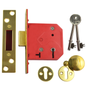 2372 - UNION 2101 5 Lever Deadlock 75mm Polished Brass Keyed to Differ