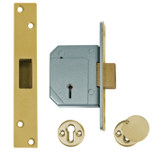 155 - UNION C-Series 3G114 5 Lever Deadlock 67mm Polished Brass Keyed to Differ