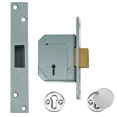 157 - UNION C-Series 3G114 5 Lever Deadlock 67mm Satin Chrome Keyed to Differ