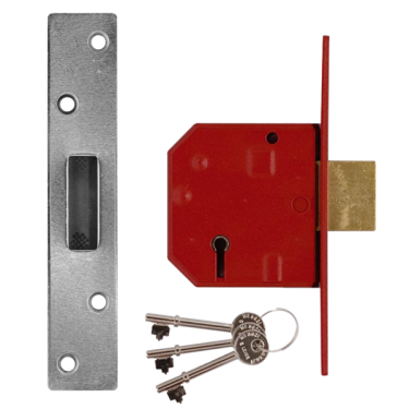 Click Here To Enlarge This Photo Of L12464 - UNION 2134E BS 5 Lever Deadlock 67mm Satin Chrome Keyed to Differ