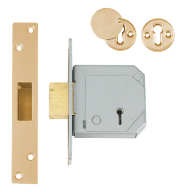 Click Here To Enlarge This Photo Of L12077 - UNION C-Series 3G114E BS 5 Lever Deadlock 67mm Polished Brass Keyed to Differ