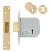 L12077 - UNION C-Series 3G114E BS 5 Lever Deadlock 67mm Polished Brass Keyed to Differ