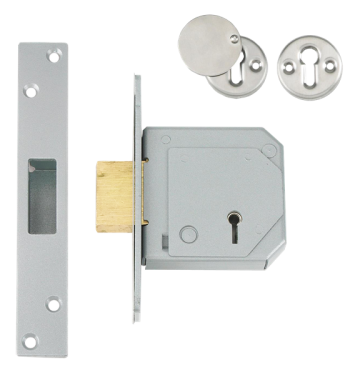 Click Here To Enlarge This Photo Of L12079 - UNION C-Series 3G114E BS 5 Lever Deadlock 67mm Satin Chrome Keyed to Differ