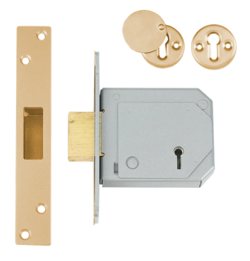 Click Here To Enlarge This Photo Of L12081 - UNION C-Series 3G114E BS 5 Lever Deadlock 80mm Polished Brass Keyed to Differ