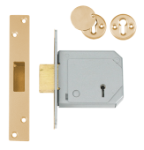 L12081 - UNION C-Series 3G114E BS 5 Lever Deadlock 80mm Polished Brass Keyed to Differ