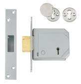 L12082 - UNION C-Series 3G114E BS 5 Lever Deadlock 80mm Satin Chrome Keyed to Differ