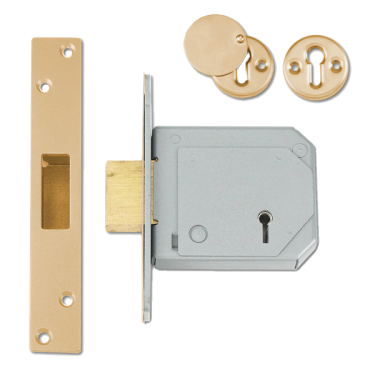 Click Here To Enlarge This Photo Of L12085 - UNION C-Series 3G114E BS 5 Lever Deadlock 80mm Polished Brass Keyed Alike