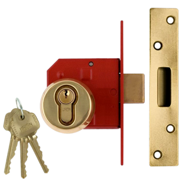 Click Here To Enlarge This Photo Of L12610 - UNION 212441E Euro Deadlock 75mm Polished Brass