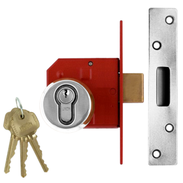 Click Here To Enlarge This Photo Of L12608 - UNION 212441E Euro Deadlock 75mm Satin Chrome