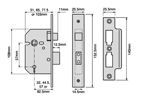 Click Here To Enlarge This Photo Of 2360 - UNION 2277 3 Lever Sashlock 64mm Polished Brass Keyed to Differ