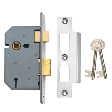 Click Here To Enlarge This Photo Of 2358 - UNION 2277 3 Lever Sashlock 64mm Satin Chrome Keyed to Differ
