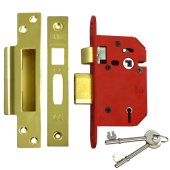L19742 - UNION J2205 StrongBOLT 5 Lever Sashlock 64mm Polished Brass Keyed to Differ