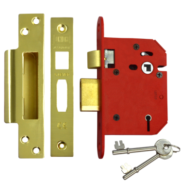 Click Here To Enlarge This Photo Of L19743 - UNION J2205 StrongBOLT 5 Lever Sashlock 75mm Polished Brass Keyed to Differ