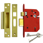 L19743 - UNION J2205 StrongBOLT 5 Lever Sashlock 75mm Polished Brass Keyed to Differ