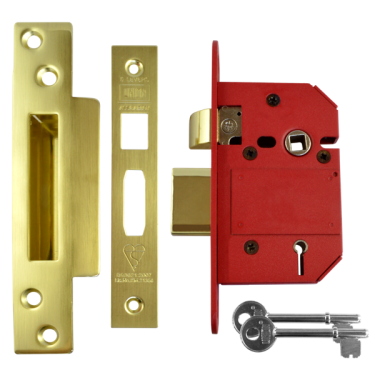Click Here To Enlarge This Photo Of L16611 - UNION J2200 Strongbolt BS 5 Lever Sashlock 64mm Polished Brass Keyed to Differ