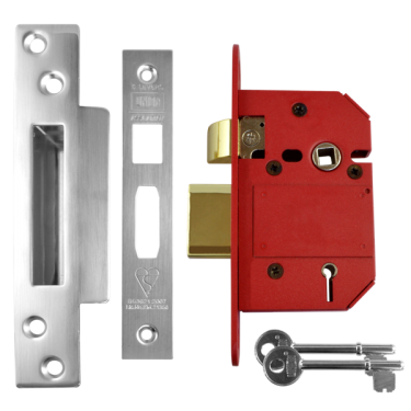 Click Here To Enlarge This Photo Of L16613 - UNION J2200 Strongbolt BS 5 Lever Sashlock 64mm Satin Chrome Keyed to Differ