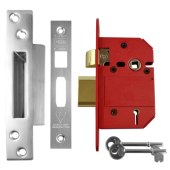L16613 - UNION J2200 Strongbolt BS 5 Lever Sashlock 64mm Satin Chrome Keyed to Differ