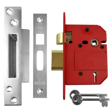 Click Here To Enlarge This Photo Of L16614 - UNION J2200 Strongbolt BS 5 Lever Sashlock 75mm Satin Chrome Keyed to Differ