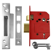 L16614 - UNION J2200 Strongbolt BS 5 Lever Sashlock 75mm Satin Chrome Keyed to Differ