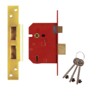 L12467 - UNION 2234E BS 5 Lever Sashlock 67mm Polished Brass Keyed to Differ