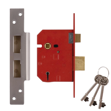 Click Here To Enlarge This Photo Of L12483 - UNION 2234E BS 5 Lever Sashlock 67mm Satin Chrome Keyed Alike