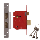 L12483 - UNION 2234E BS 5 Lever Sashlock 67mm Satin Chrome Keyed Alike