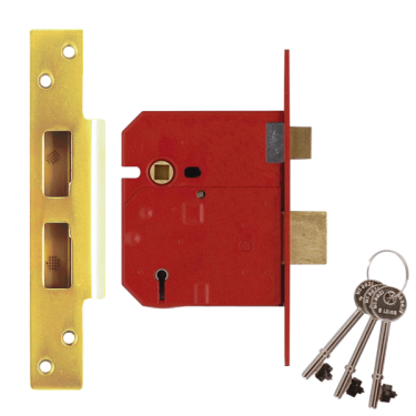 Click Here To Enlarge This Photo Of L12469 - UNION 2234E BS 5 Lever Sashlock 80mm Polished Brass Keyed to Differ