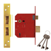 L12469 - UNION 2234E BS 5 Lever Sashlock 80mm Polished Brass Keyed to Differ