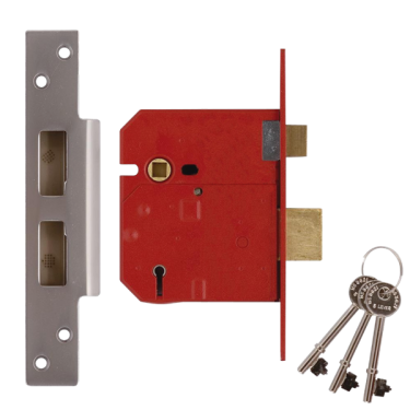 Click Here To Enlarge This Photo Of L12470 - UNION 2234E BS 5 Lever Sashlock 80mm Satin Chrome Keyed to Differ