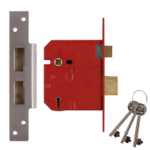 L12470 - UNION 2234E BS 5 Lever Sashlock 80mm Satin Chrome Keyed to Differ