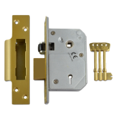 L12095 - UNION C-Series 3K74E BS 5 Lever Sashlock 67mm Polished Brass Keyed Alike