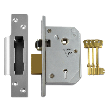 Click Here To Enlarge This Photo Of L12096 - UNION C-Series 3K74E BS 5 Lever Sashlock 67mm Satin Chrome Keyed Alike