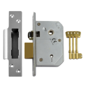L12096 - UNION C-Series 3K74E BS 5 Lever Sashlock 67mm Satin Chrome Keyed Alike