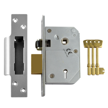 Click Here To Enlarge This Photo Of L12091 - UNION C-Series 3K74E BS 5 Lever Sashlock 67mm Satin Chrome Keyed to Differ