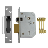 L12091 - UNION C-Series 3K74E BS 5 Lever Sashlock 67mm Satin Chrome Keyed to Differ