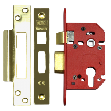 Click Here To Enlarge This Photo Of L19774 - UNION JL22EUS StrongBOLT Euro Sashcase 64mm Polished Brass