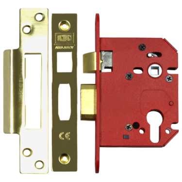 Click Here To Enlarge This Photo Of L19775 - UNION JL22EUS StrongBOLT Euro Sashcase 75mm Polished Brass