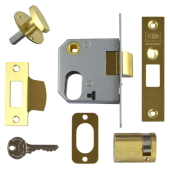 4304 - UNION 2332 Oval Nightlatch Case 64mm Polished Brass c/w Oval cylinder and thumbturn